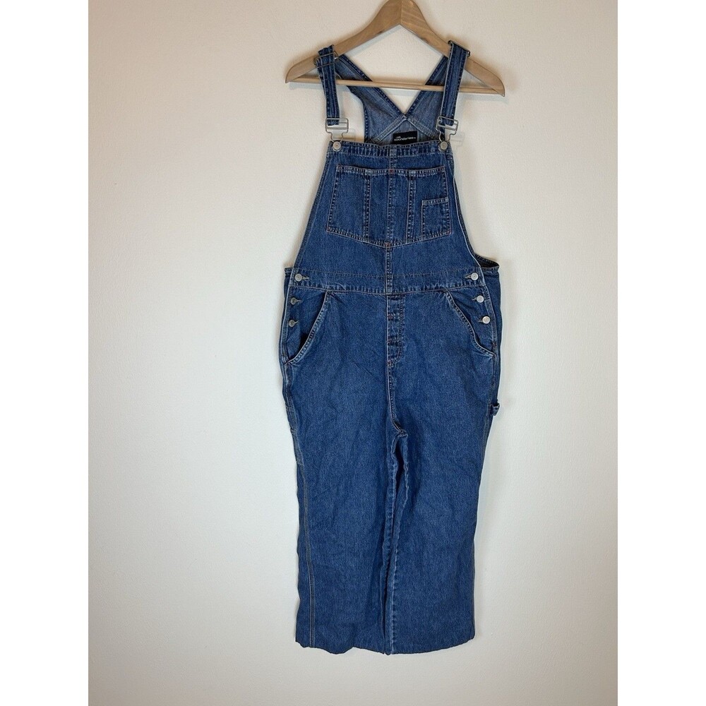 Vintage No Boundaries Denim Overalls Juniors Size L Large 90s Y2K Blue Carpenter